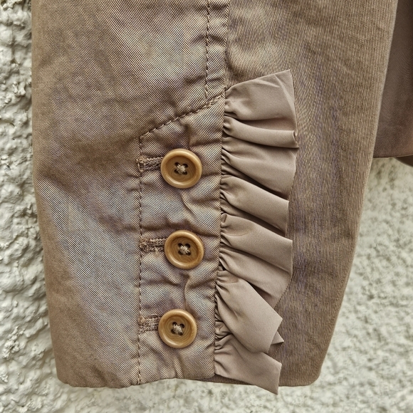 J. Crew tan khaki ruffle trim chino jacket size 2 - Picture 3 of 7